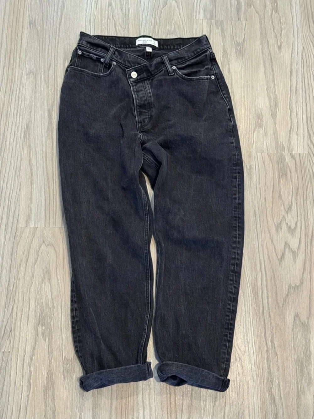 Abercrombie & Fitch High Rise Dad Jeans Black Denim 29 | 8 Short  Women’s - Picture 11 of 14